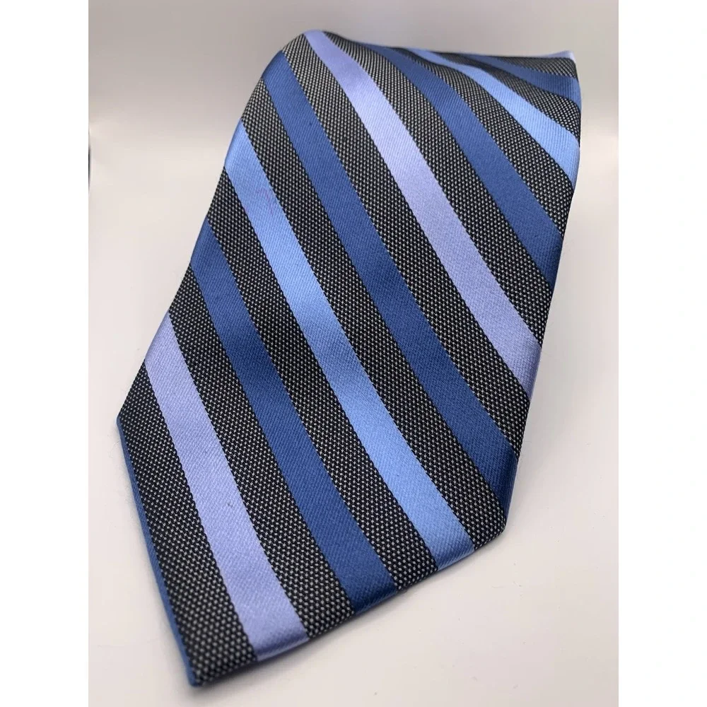 Enro 100% Silk Men's Necktie Tie Stripe‎ Blue Purple Grey/Silver